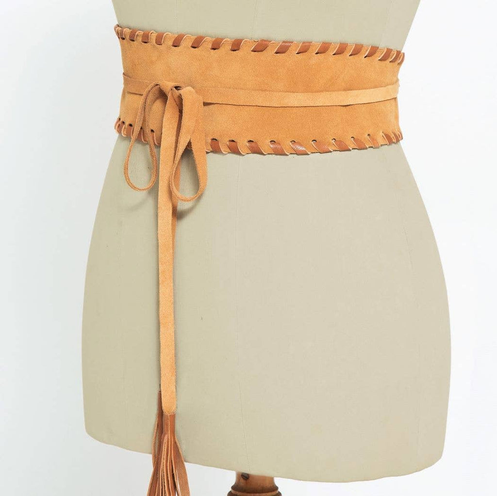 Suede wrap belt boho style-Brown