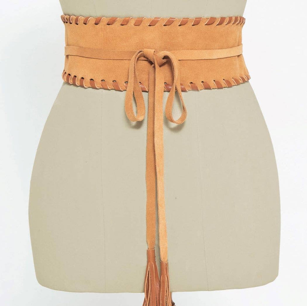 Suede wrap belt boho style-Brown