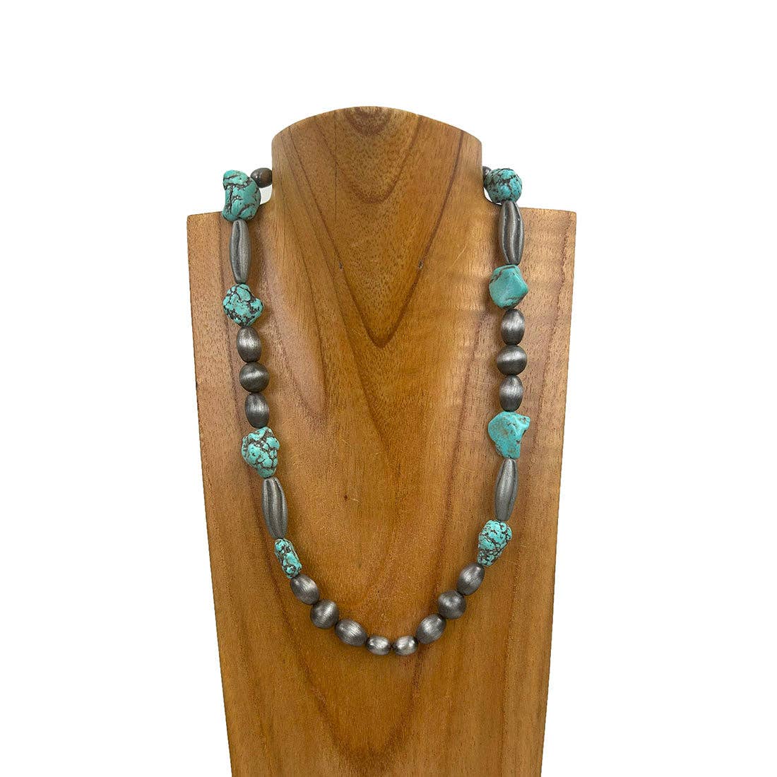 Navajo pearl with blue turquoise stone Necklace