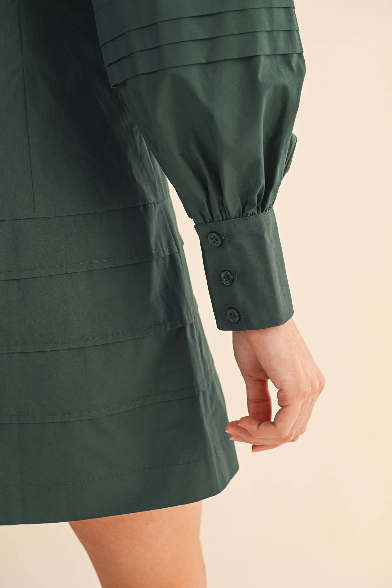 PIN TUCK DETAIL BUTTON-DOWN DRESS