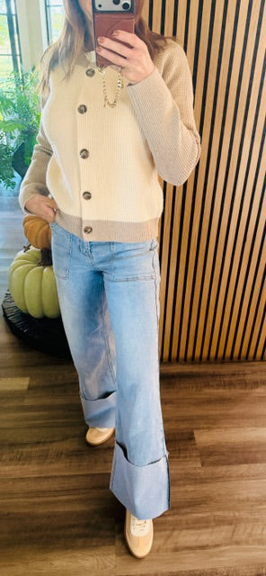 Shop The Look Color Block Sweater with Basic Long Sleeve T  and Classic Low Top Sneaker