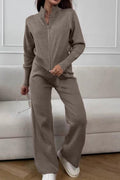 Knit Zip-up Sweater Cardigan Set