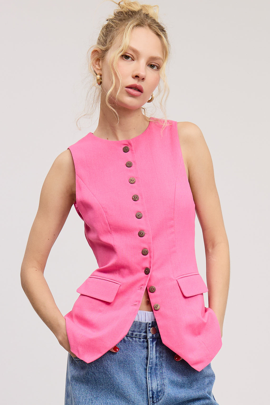 Tailored Long-line Buttoned Vest
