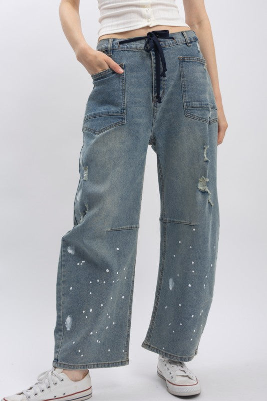Splatter Paint Barrel Jeans
