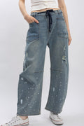 Splatter Paint Barrel Jeans