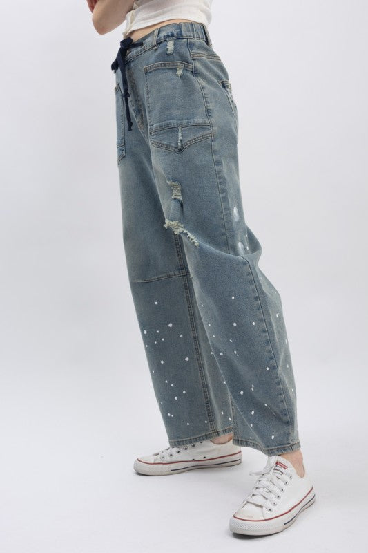 Splatter Paint Barrel Jeans