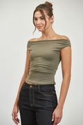 Off Shoulder Fitted Top (black or brown)