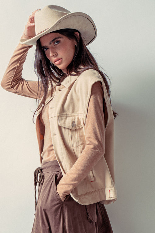 Chasing Sunset Embroidered Denim Vest