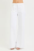 Risen Wide Leg Pleated Jeans- Tummy Control